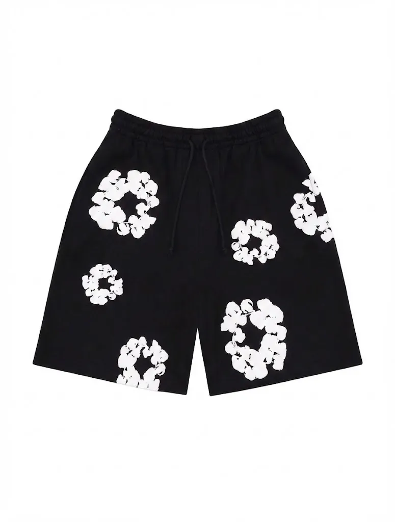 Denim Tears Cotton Wreath Short - Black/White