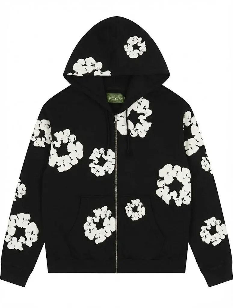 Denim Tears Cotton Wreath Zip Hoodie - Black